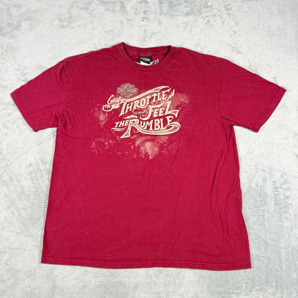 Harley-Davidson Mens XL T-Shirt Red Rossiters Sarasota FL Graphic Rumble Tee